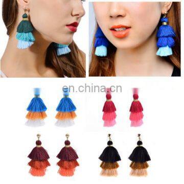 Fashion Women Boho Earrings Long Tassel Fringe Ear Stud Dangle Earrings Jewelry