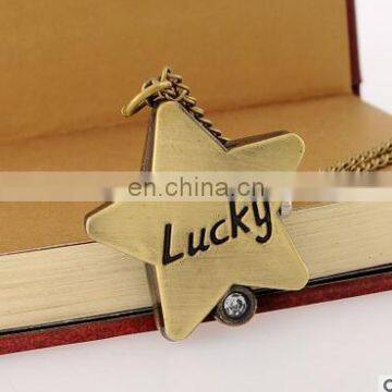 Vintage Supernatural Pentagram Pattern Dial Hand-winding Mechanical Men Women Pocket Watch Lucky Print Chain Gift