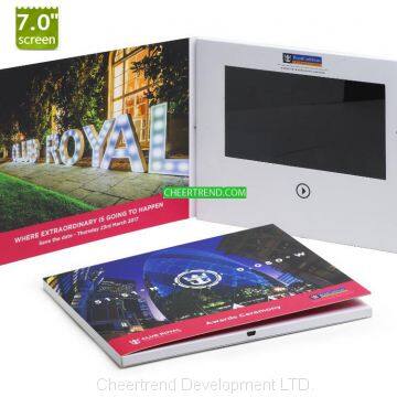 2017 High quality Promotion 7 inch digital lcd video screen greeting cards video brochure Book