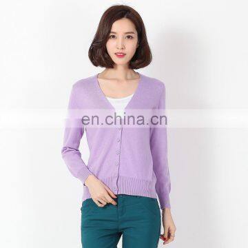 Spring Autumn high quality fashion V-neck custom latest design autumn long sleeve rayon V neck cardigan sweater design for women