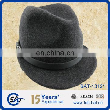 dark grey wool felt fedora cap