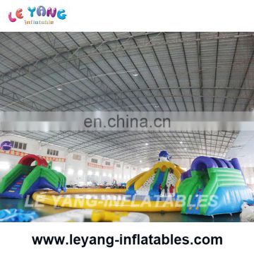 Penguin water slide with sealed swimming pool / mobile amusement inflatable aqua park