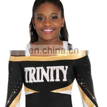 Wholesale custom Metallic Arch Stripe Square Neck Cheer Leotard uniforms