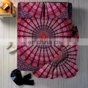 Indian Beautiful Purple Mandala Bed sheet Duvet Cover With 2 Pillow Cover full Set Queen Size Bedding Set Bed Decor