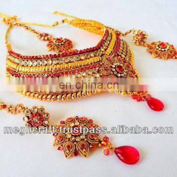 2015 latest style Heavy look Bridal Neckalce sets - indian bridal jewelrys - imitation jewellery - one gram jewelry