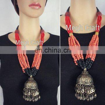 Vintage Banjara Boho Necklace - Indian Designer Tribal Fusion Jhummer Boho Hippie Gypsy Necklace