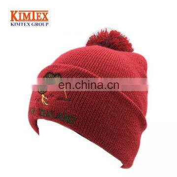 2017 custom pom pom wholesale knitted hats