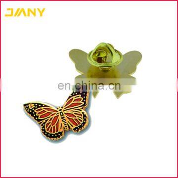 Custom Wholesale Zinc Alloy Gold Plated Hard Enamel Butterfly Lapel Pins