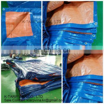 Waterproof disposable fabric LDPE laminated Blue/Orange canvas tarpaulin