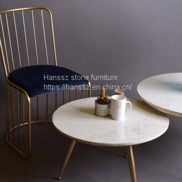 High Quality Round White Coffee Table Calacutta White Table Top photo-2