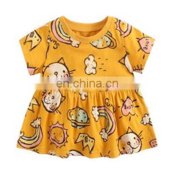 2020 Summer Cartoon Print Kids Girls Dress Children Clothes Dress Children's Clothes Wholesale