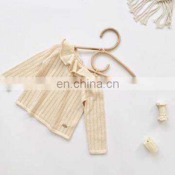 2020 Autumn Ins Baby Girl Pullover Lotus Leaf Collar Hollow Knit Sweater Baby Sweater Long Sleeve Thin photo-6