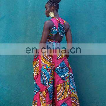 Wholesale Sexy Ladies V-neck Wide Leg Opening Women's African Print Floral Jumpsuits Culottes photo-4