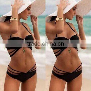 Women Sey V Neck Halter 2 Piece Bandage Bikini Set 2016 Bodycon HL Bandage Bikini Bandage Bathing Suit Bodysuit Beachwear