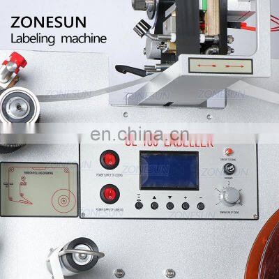 ZONESUN SL-130 Wine Double Side Sticker Round Water Semi Automatic Digital Bottle Labeling Printing Machine For Plastic Bottle photo-3
