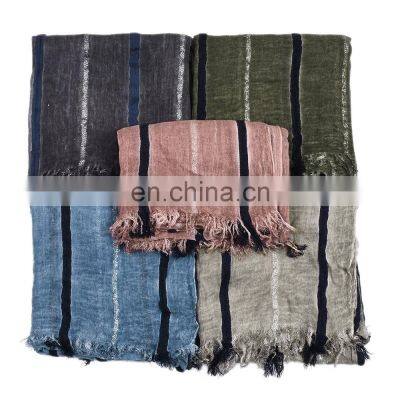 Woman's Scarf Autumn Winter 2021 Cotton and Linen Yarn-dyed Scarf photo-5