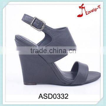 Fancy woman cheap wedge shoes summer buckle ankle sandals 2016