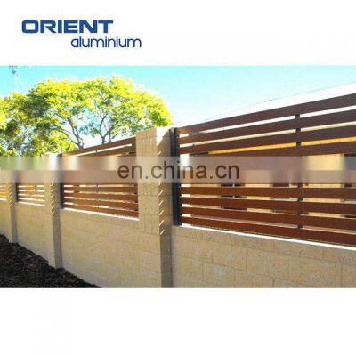 Horizontal aluminium slat fence panels for building wall