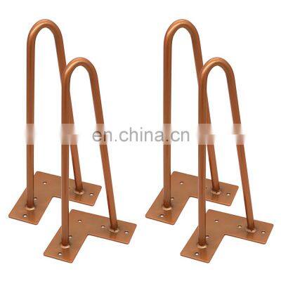 Hairpin Legs Khaki Wholesale Cheap Round Iron Steel Restaurant Desk Feet Metal Bench Coffee Dining Table Hairpin Furniture Legs