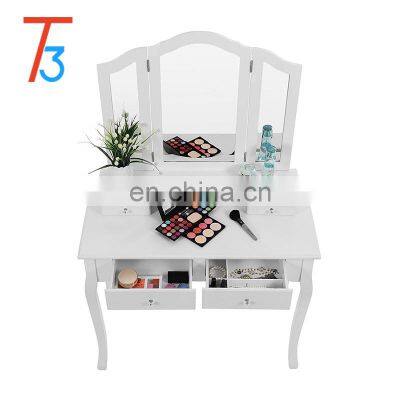 simple wood dressing table designs with mirror for children