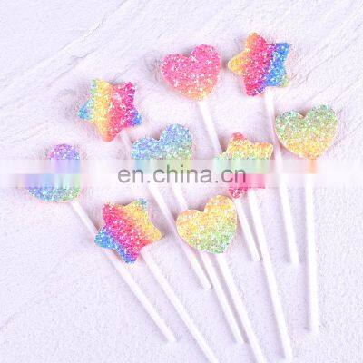 Hot Sale Cake Topper Colorful Set Love Heart Star Shaped for Baking Decoration Happy Birthday Celebration Plug-in Cake Topper