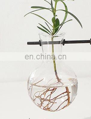 Wholesale Nordic Handmade Rectangle Shape Wood Hydroponics Flower Pot Bulb Glass VaseTerrariums For Air Planter photo-5