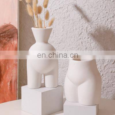 Nordic INS Figurines Creative Design Model Home Decorative Abstract Handmade Body Base Art Ceramic Flower Vase photo-5