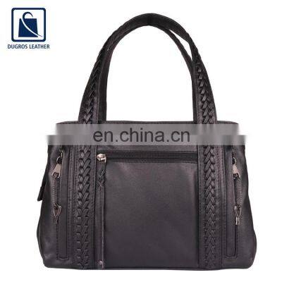 Luxury Pattern Top Selling Eye Catching Design and Zip Closure Type Stylish Women Genuine Leather Handbag