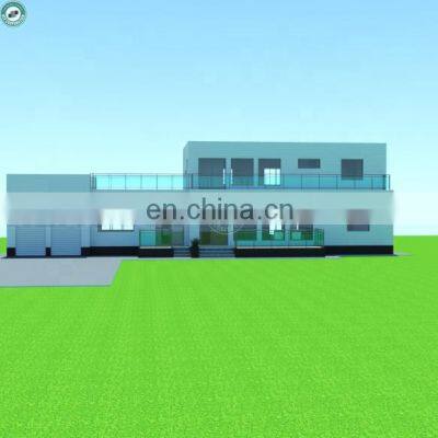 378sqm 2 Storey 3 Bedroom Luxury Prefabricated House PU Cladded Prefab Villa With 2 Garages & Large Balcony
