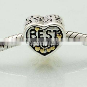 Hot Sale Mother and Daughter 925 Sterling Silver Best Mom Heart Bead for European Charms Bracelet photo-4