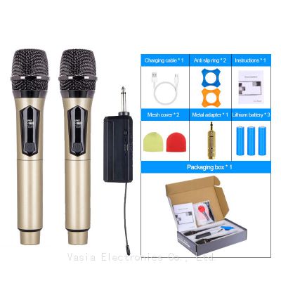 Rechargeable Universal wireless microphone UHF home karaoke microphone outdoor lever audio microphone