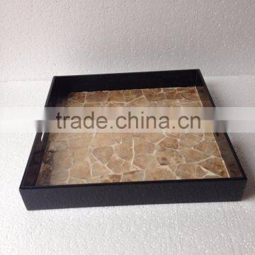 High quality best selling lacquered special newest designed MOP inlay square serving Tray