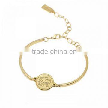 Fashion Jewelry Stainless Steel Gold Plated Crystallize Elephant Bracelet