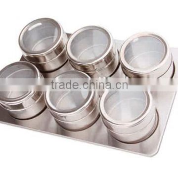 Magnetic Mini Stainless Steel Spice Jar set of 6 retangular tray