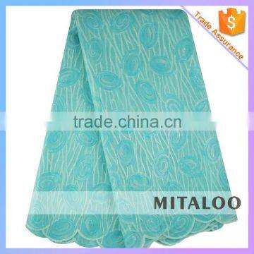Mitaloo Water Blue Polyester Lace Factory Supply Africa Organza With Sequins Lace MOG0187