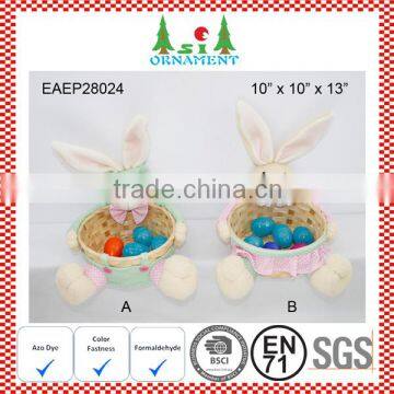 Easter egg basket with plush rabbit