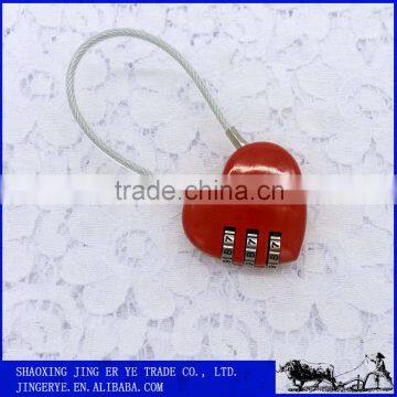 Small 3 Dials Heart Shape Cable Combination Luggage Lock