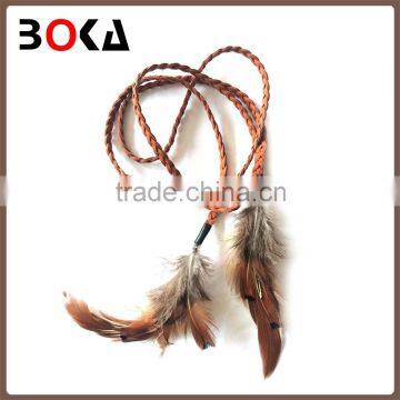 // fashion decorative feather pu knitted // belt for wholesale,hot selling fashion belt //