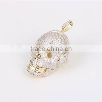 Fashion Hip Pop Skull Pendant OEM Brass or Silver Micro Setting AAA White Zircon
