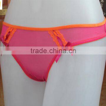 Satin Bow Sexy Lace Panty,pink Women Thong Ubderwear photo-3