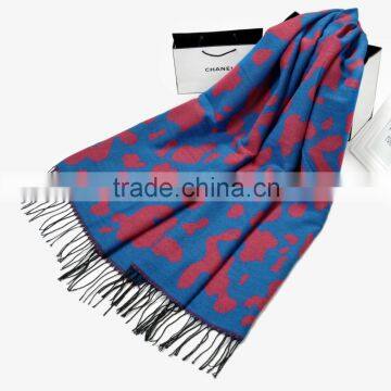 Winter Ladies Fashion Leopard Jacquard Wool Cashmere Scarf photo-5
