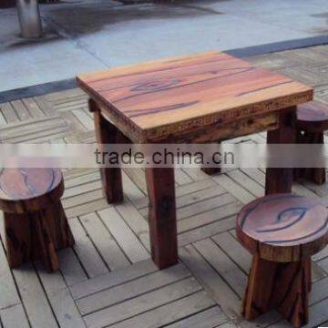 Antique outdoor wood furniture solid wood table and chair