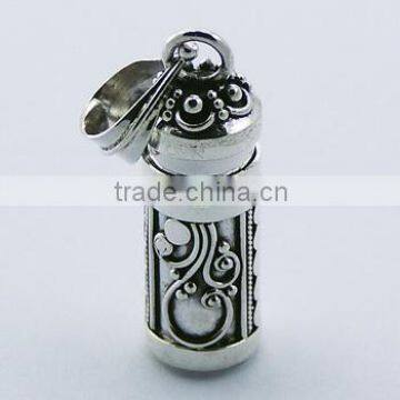 Handmade Sterling Silver Prayer Box Pendant Delicate Tendrils