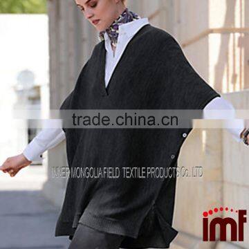 Over Size V-neck Pullover Cashmere Classic Poncho