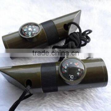 7 in1 Function Whistle Compass Magnifier Mirror Thermometer Flashlight