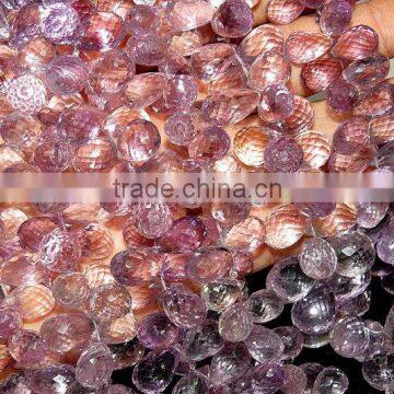 Pink Amethyst Faceted Drops Shape Beads