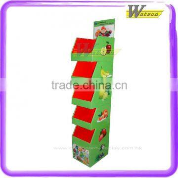 5 tiers supermarket fruit juice extractor cardboard promotion display stand