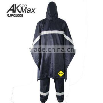 Deep Blue Police Rain Poncho With Pants Design