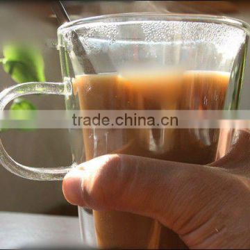 hand-made double wall glass tea cup