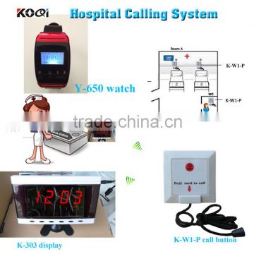 Call System for Clinic K-303+Y-650+K-W1-P English Voice Number Call Display and Nurse Pager Watch With Room Bed Button